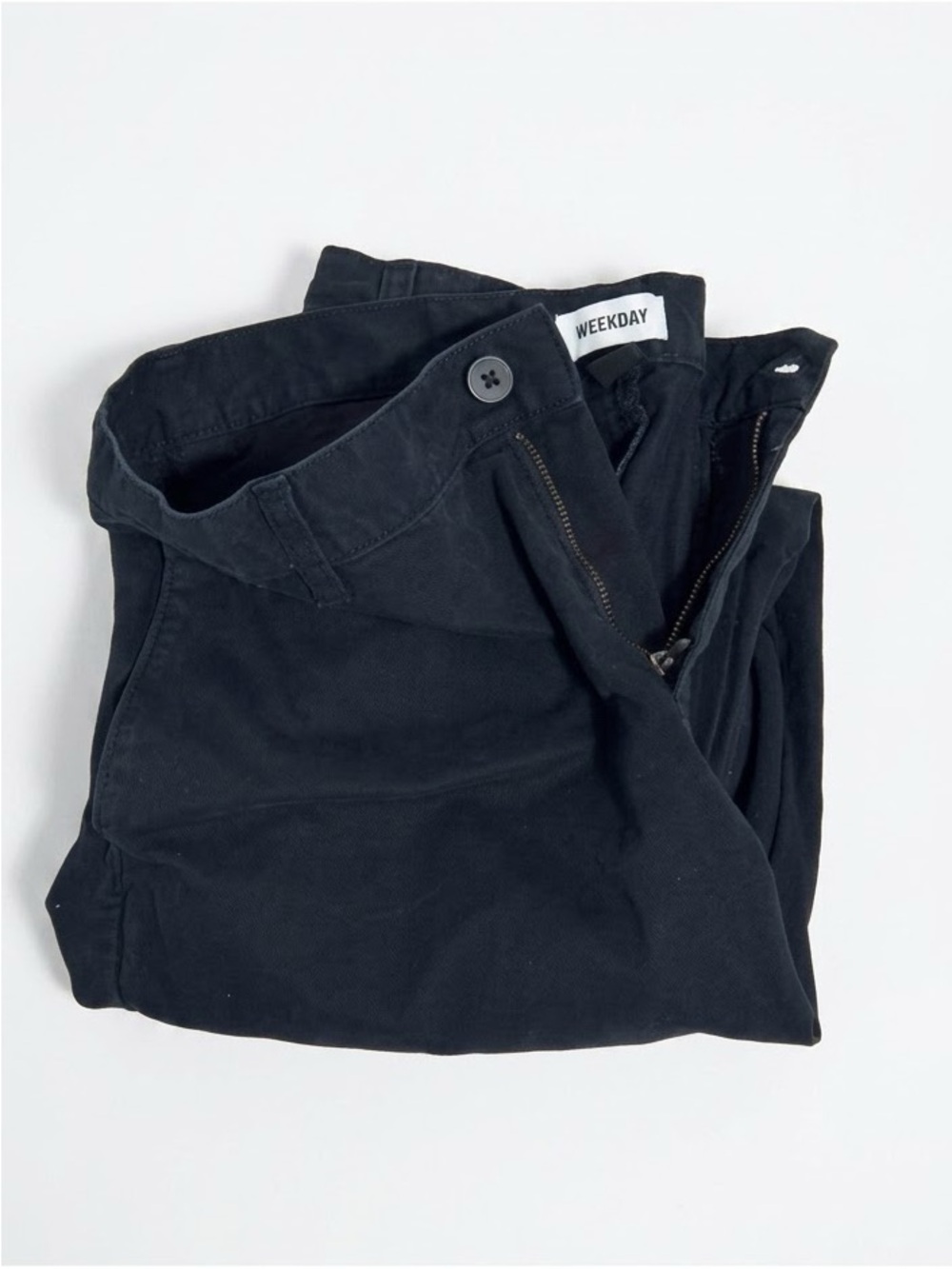 WEEKDAY Wood Black Chino Trousers 34 Waist Organic Cotton ASOS